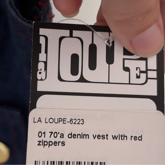 Vintage Denim Vest with Red Zipper Accents - Picture 3 of 3